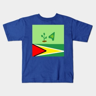 Sporty Guyana Design on Blue Background Kids T-Shirt